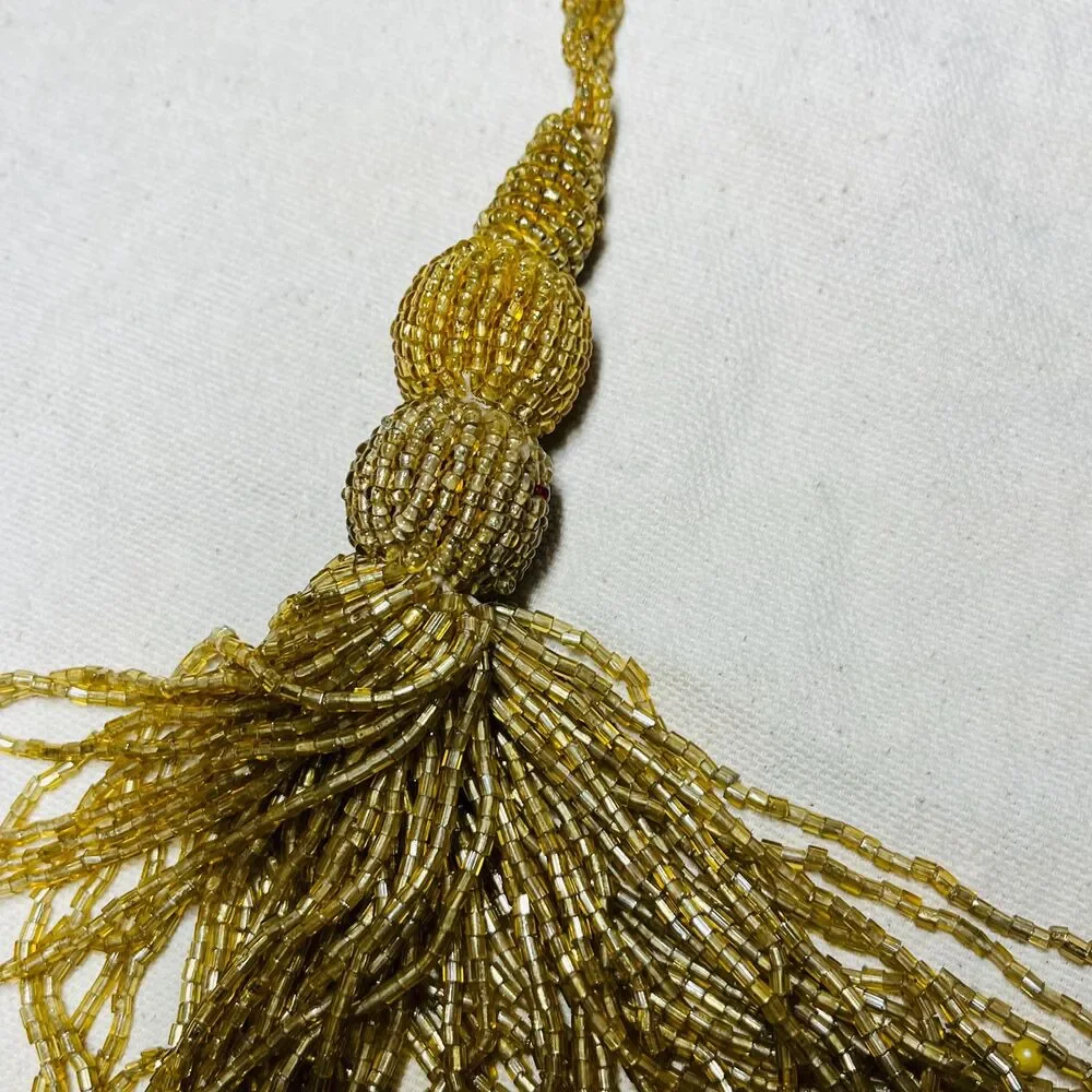 Vintage Gold Beaded Tassel Ornaments Curtain Tie Back Napkin Decoration Bead